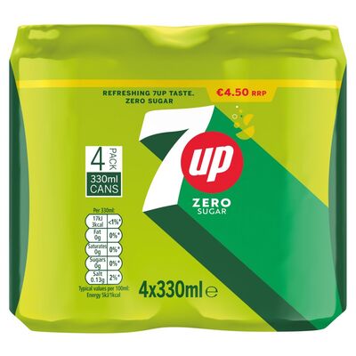 7Up Zero Can 4 Pack 330ml